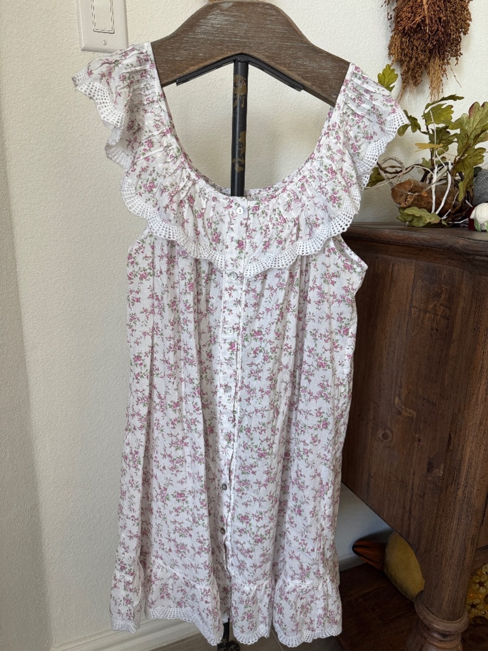 Rachel Ashwell Shabby Chic Ditsy Floral Cotton Babydoll Nightgown